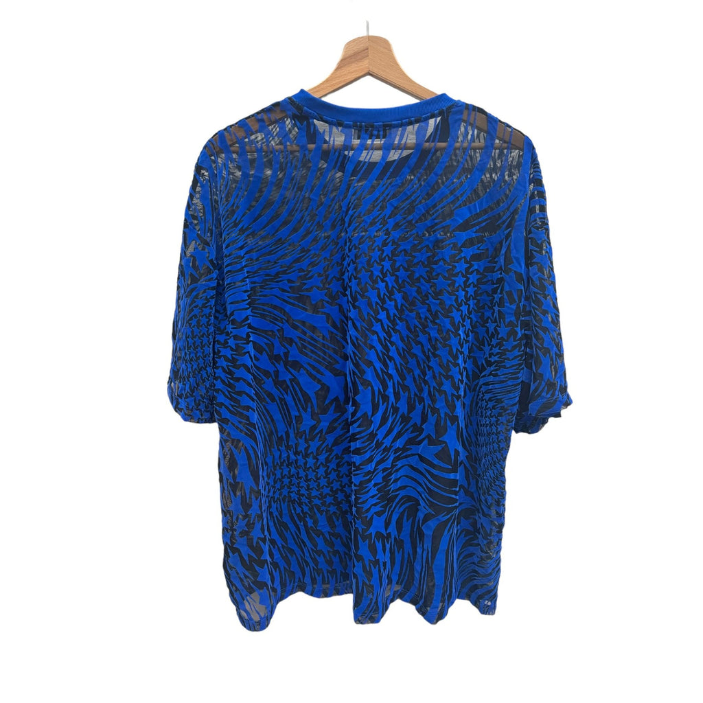 Rare Swirling Star Mesh Navy T-shirt Size L