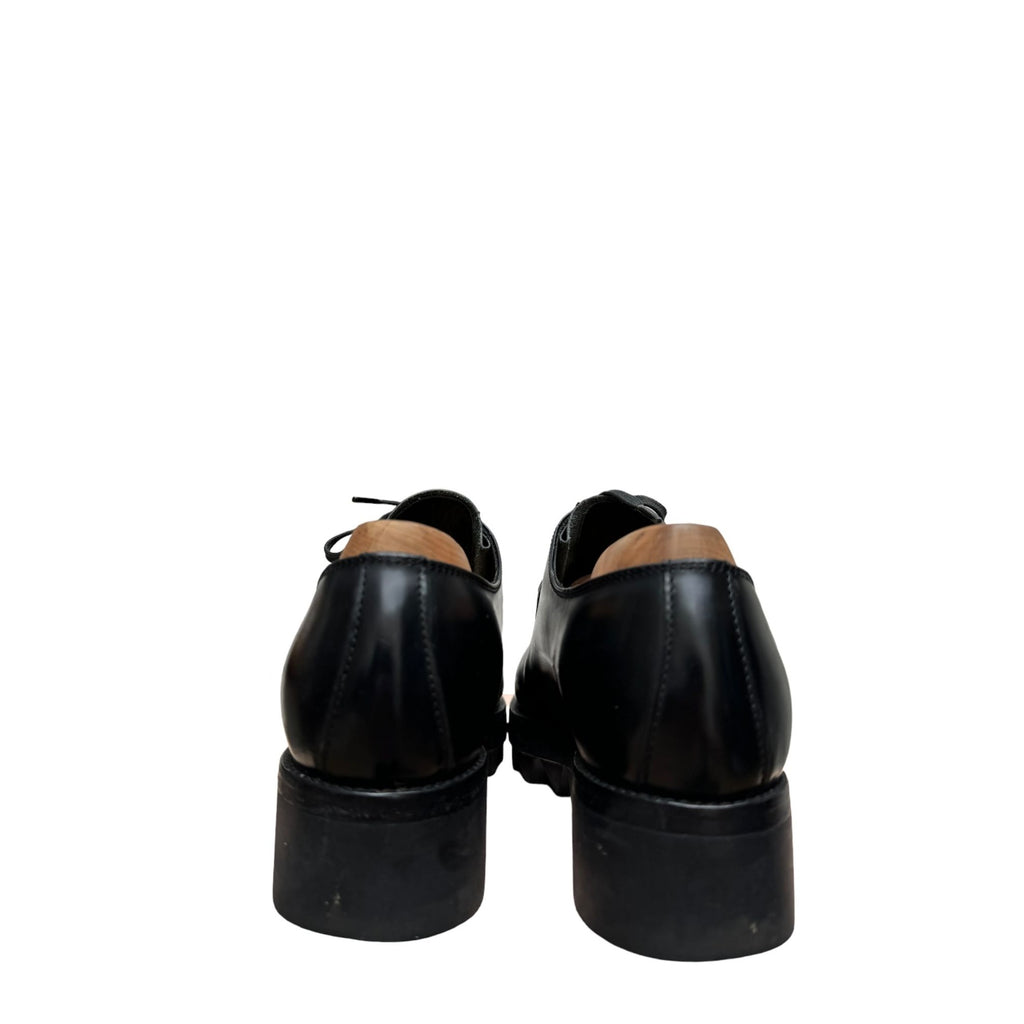 Black Leather Monolith Derbies Shoes