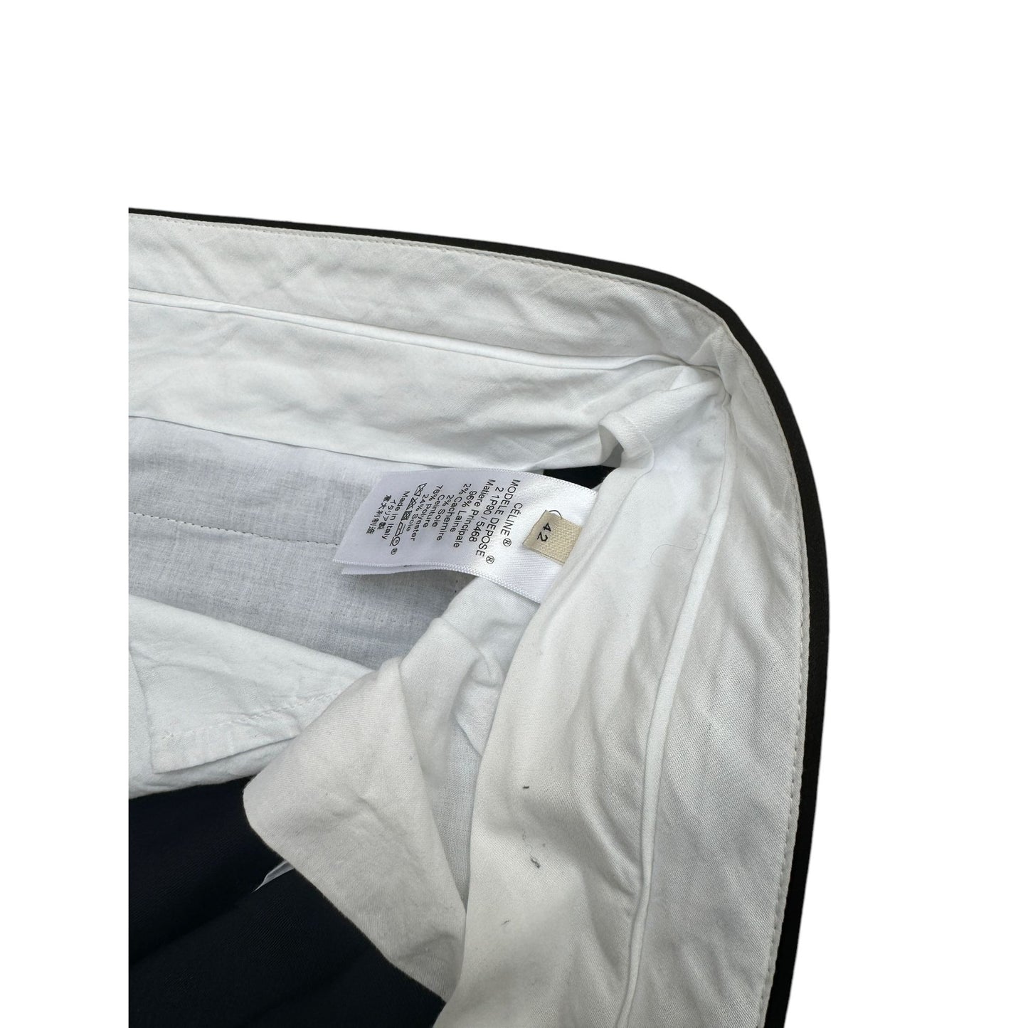By Phoebe Philo Navy Tuxedo Pants  Contrast Silk Blend Waistband