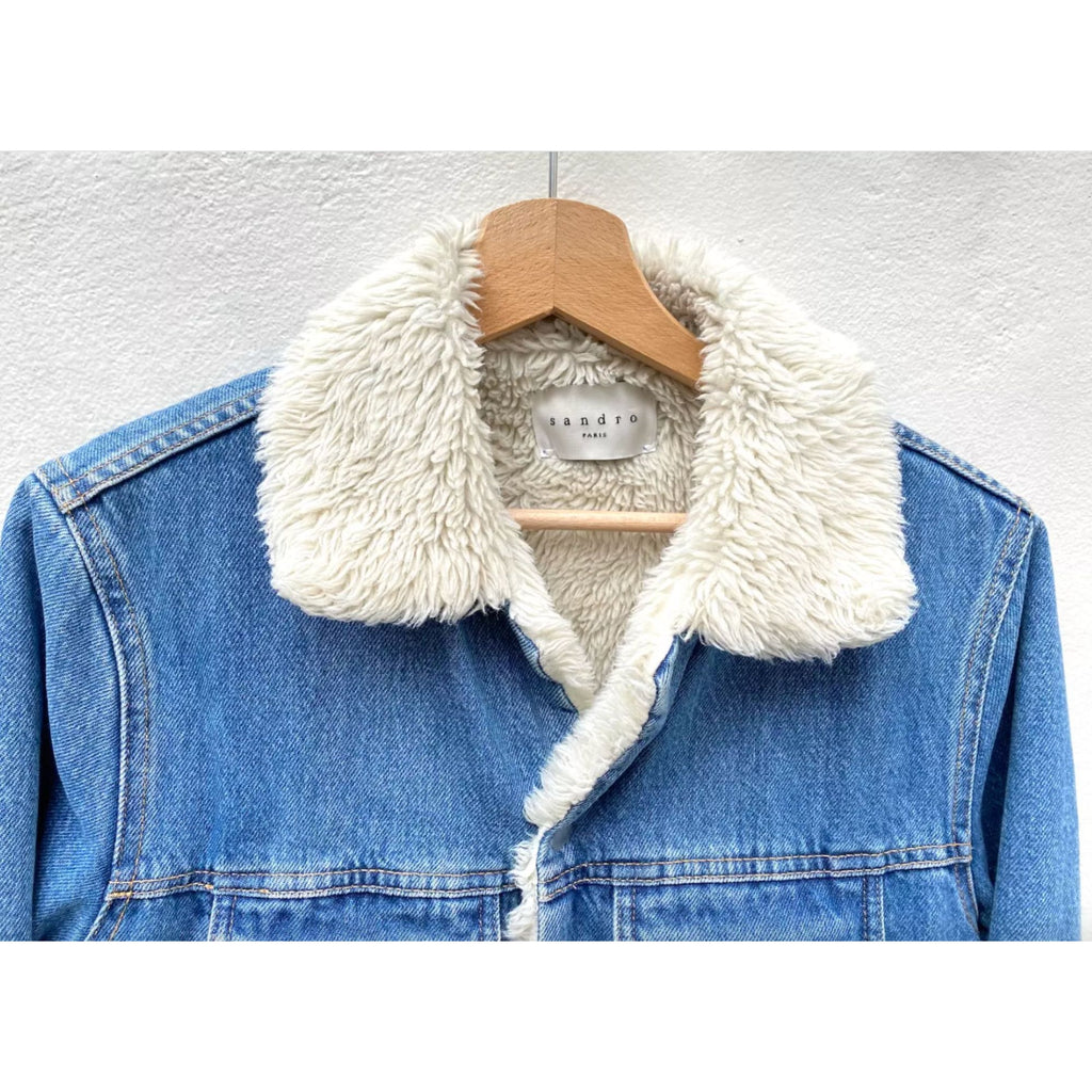 Paris Lightwash Denim shearling jacket  Sherpa Lined  