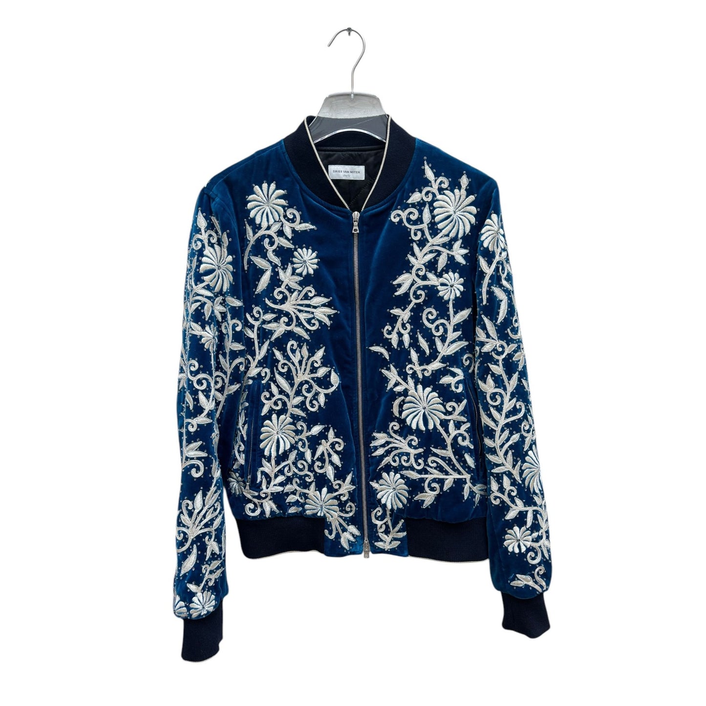 FW 2018 Blue Velvet Sequined Embroidered Bomber Jacket
