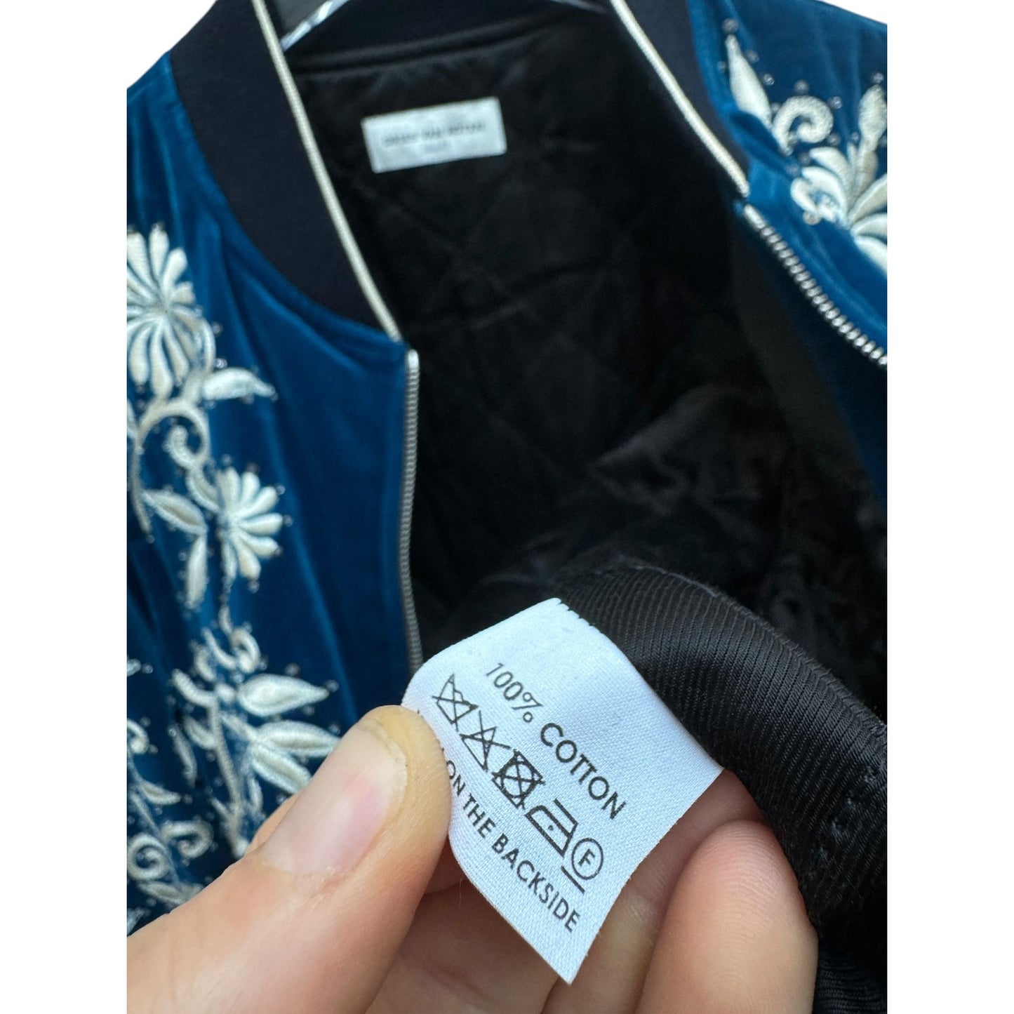 FW 2018 Blue Velvet Sequined Embroidered Bomber Jacket