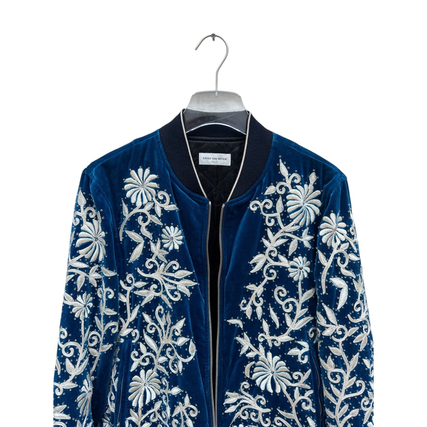 FW 2018 Blue Velvet Sequined Embroidered Bomber Jacket