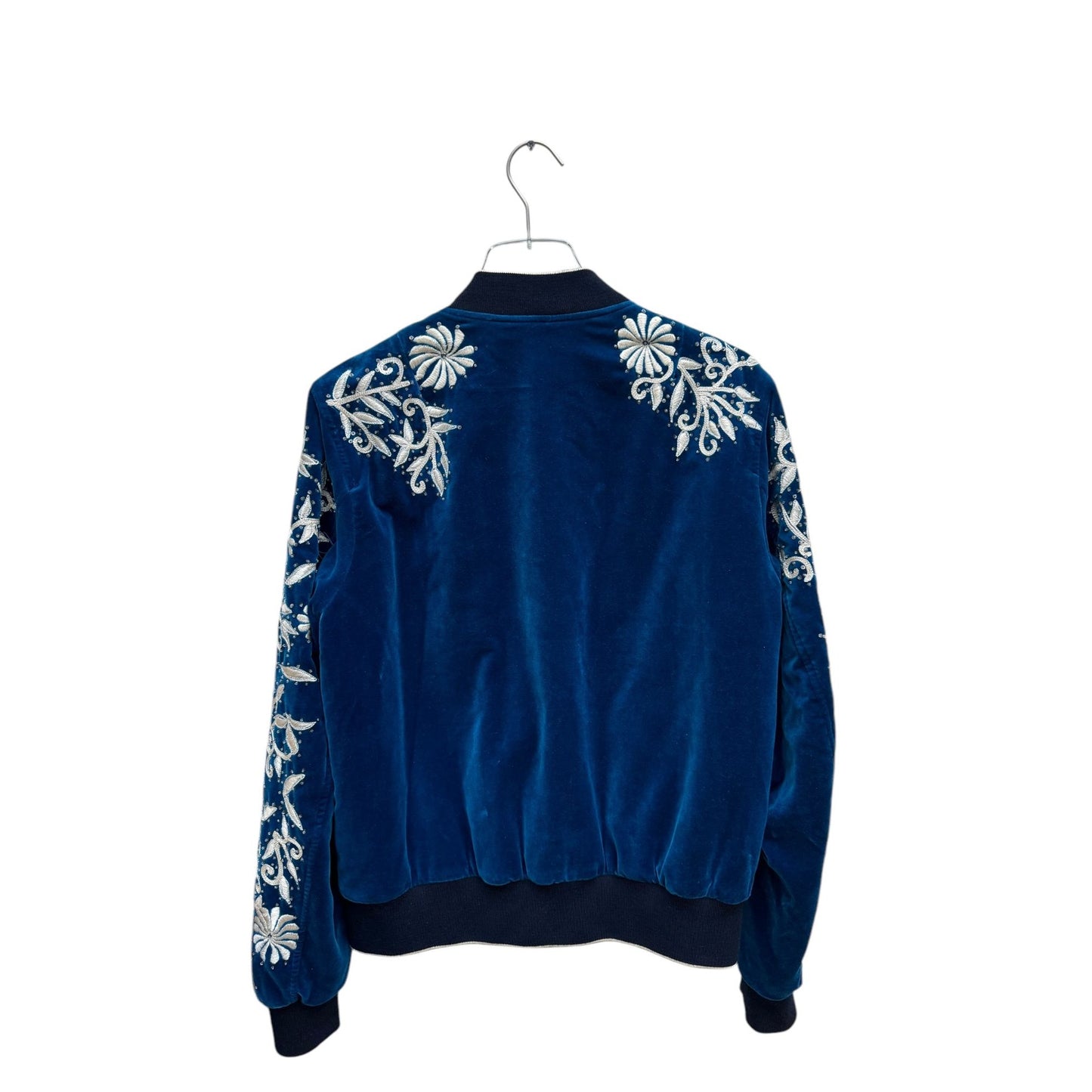FW 2018 Blue Velvet Sequined Embroidered Bomber Jacket