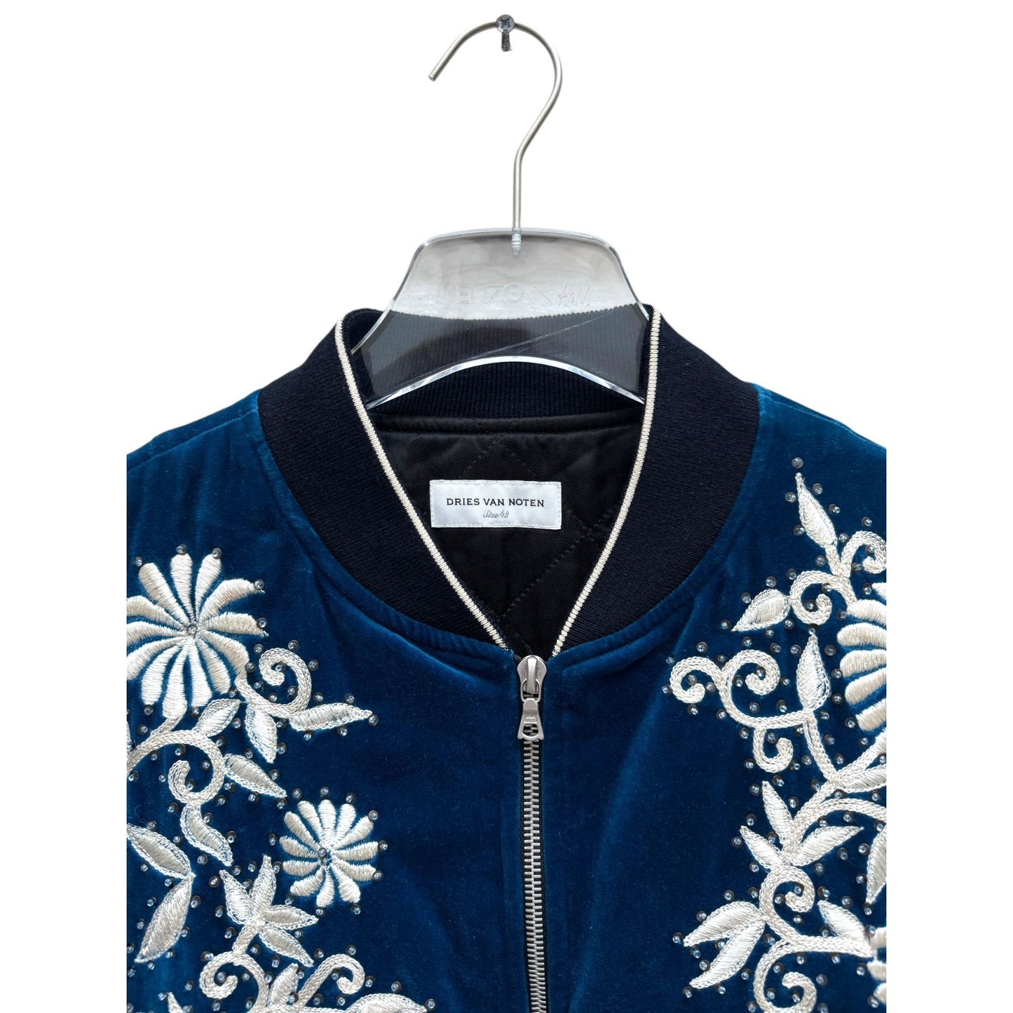 FW 2018 Blue Velvet Sequined Embroidered Bomber Jacket