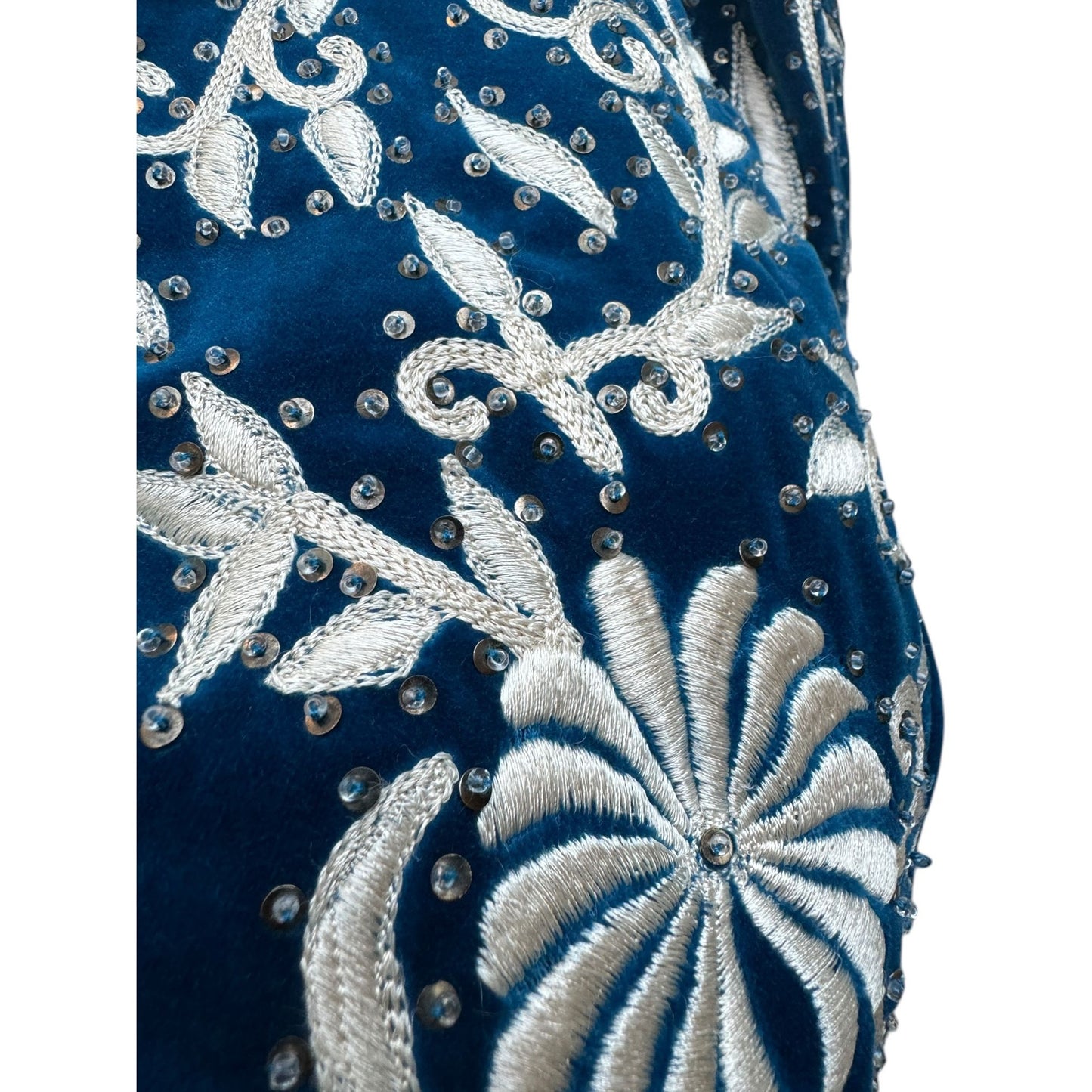 FW 2018 Blue Velvet Sequined Embroidered Bomber Jacket