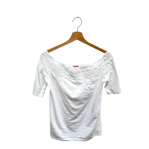White Cotton Top Puffed Sleeves