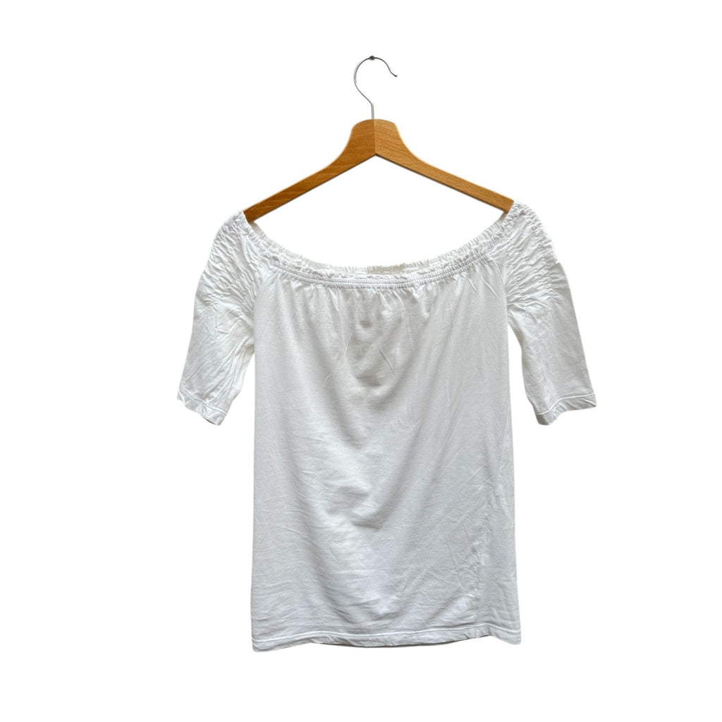 White Cotton Top Puffed Sleeves