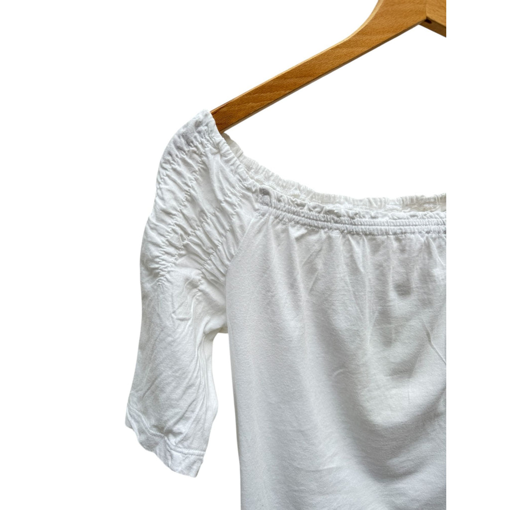 White Cotton Top Puffed Sleeves