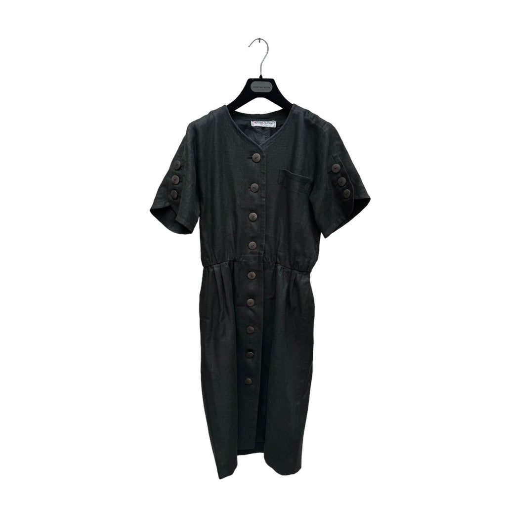 Vintage 1970s Black Linen Dress