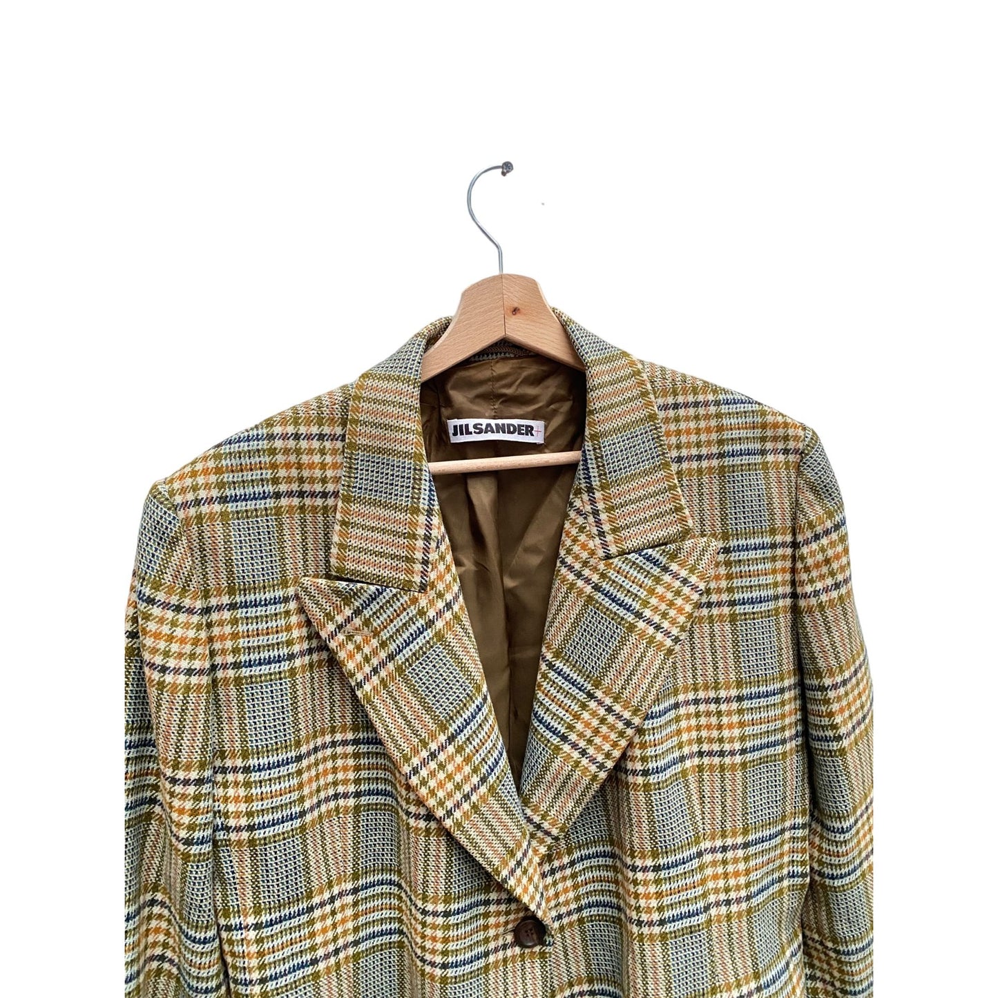 Brown Beige Checkered Plaid Blazer Jacket  Wool Cashmere Unisex