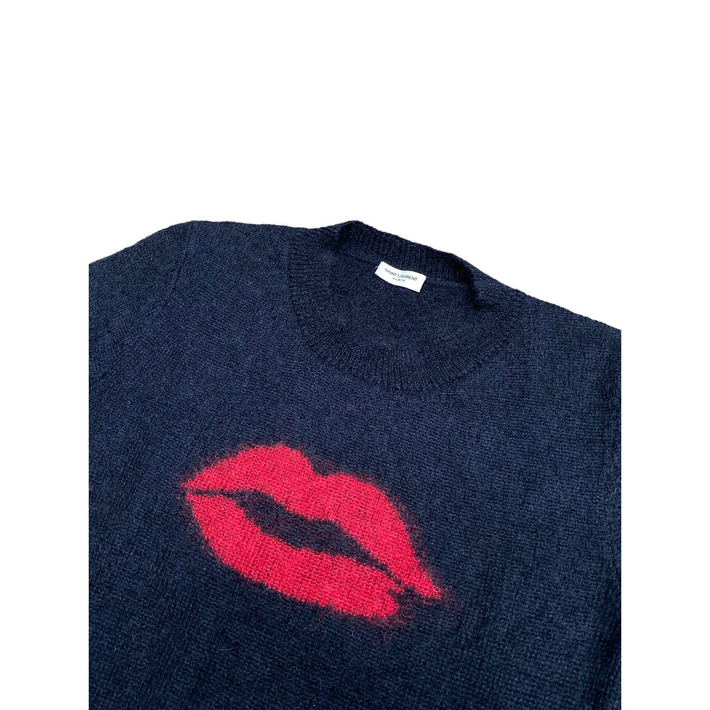 FW 2017 Black Virgin Wool Lips Sweater