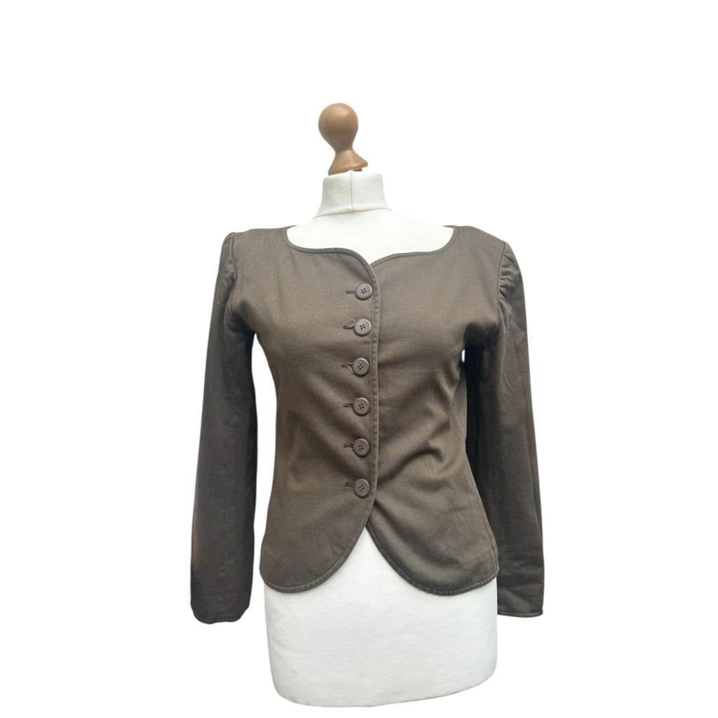 1970s Sculpted Khaki Cotton Blazer