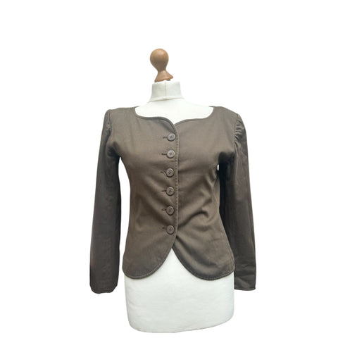 1970s Sculpted Khaki Cotton Blazer
