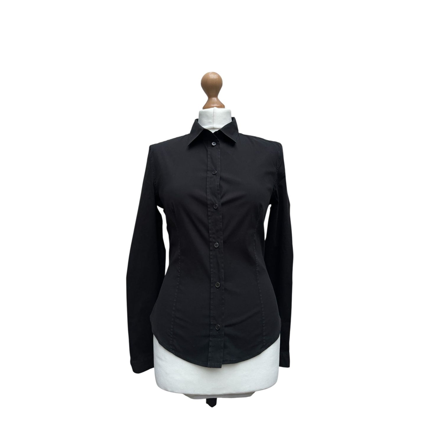 Black Cotton Fitted Shirt