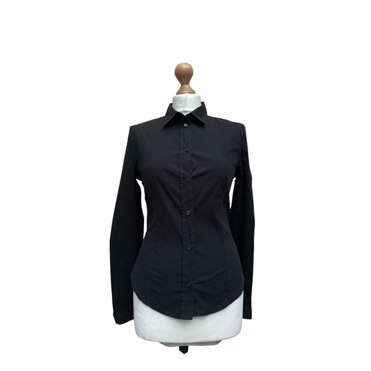 Black Cotton Fitted Shirt