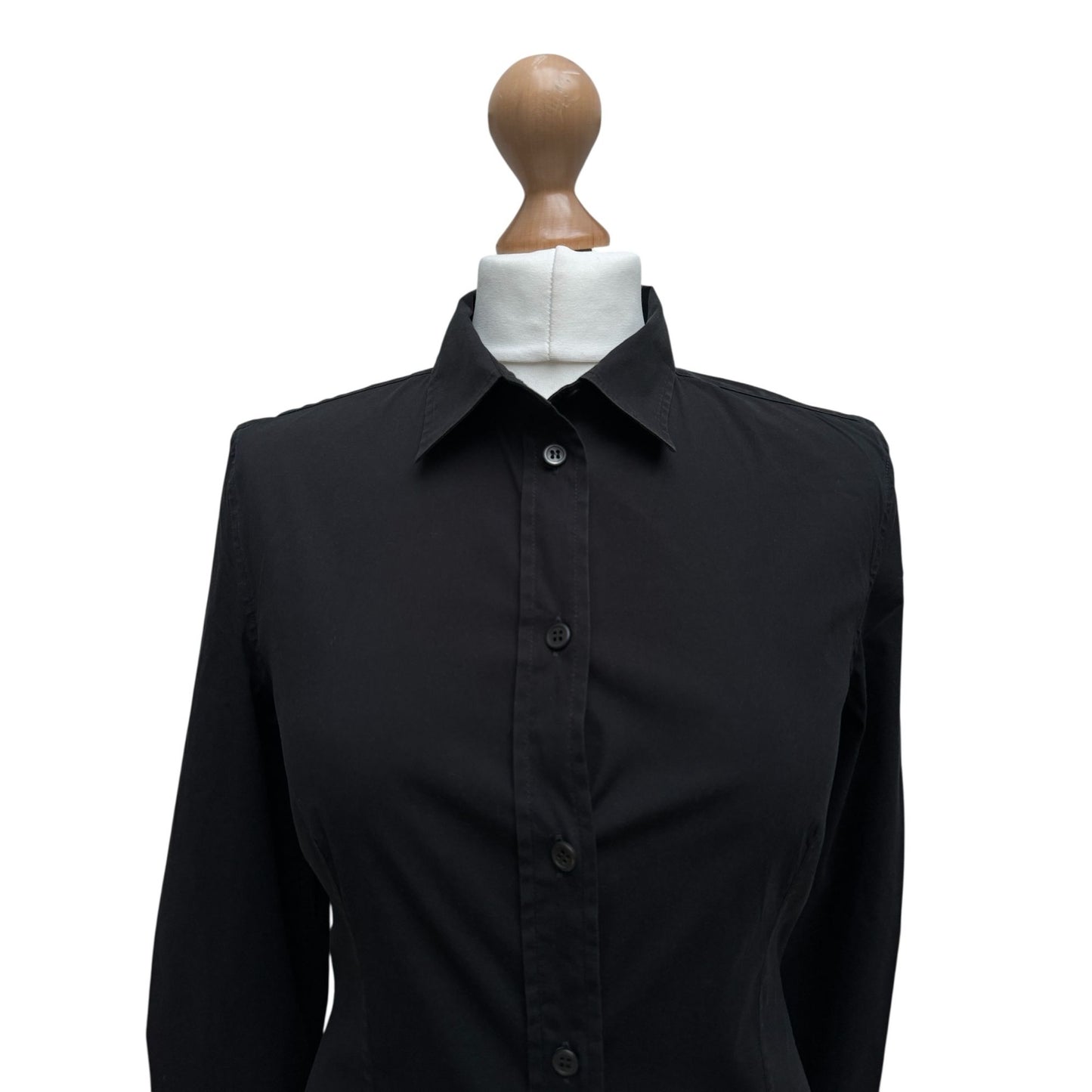 Black Cotton Fitted Shirt