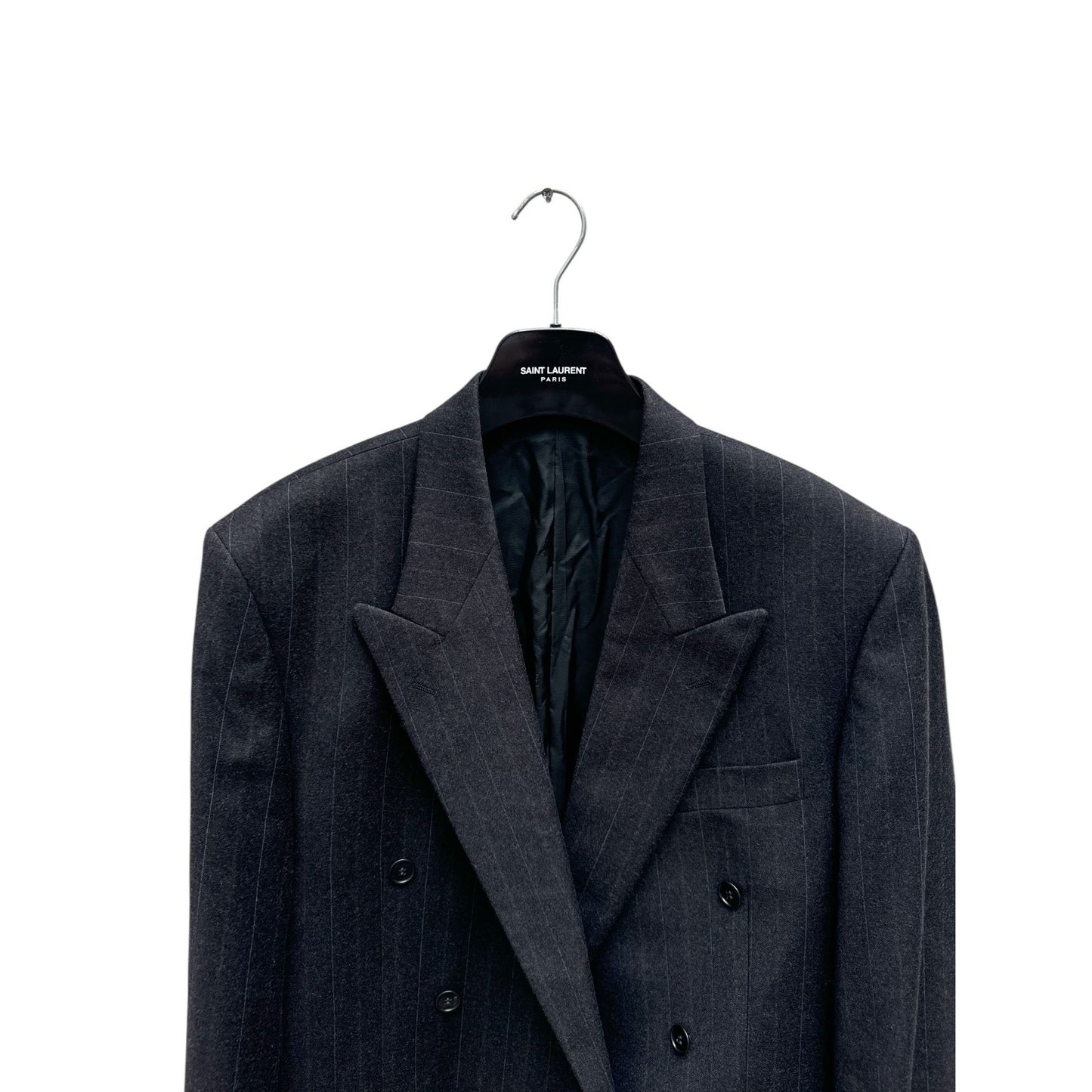 Grey Wool Cashmere Double-Breasted Blazer Jacket