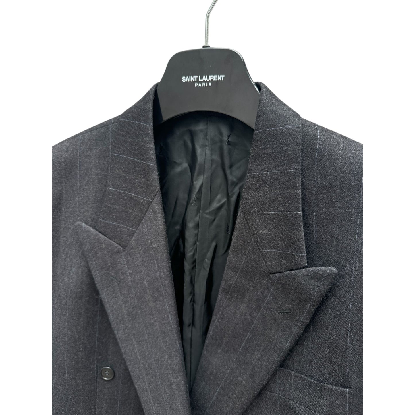 Grey Wool Cashmere Double-Breasted Blazer Jacket