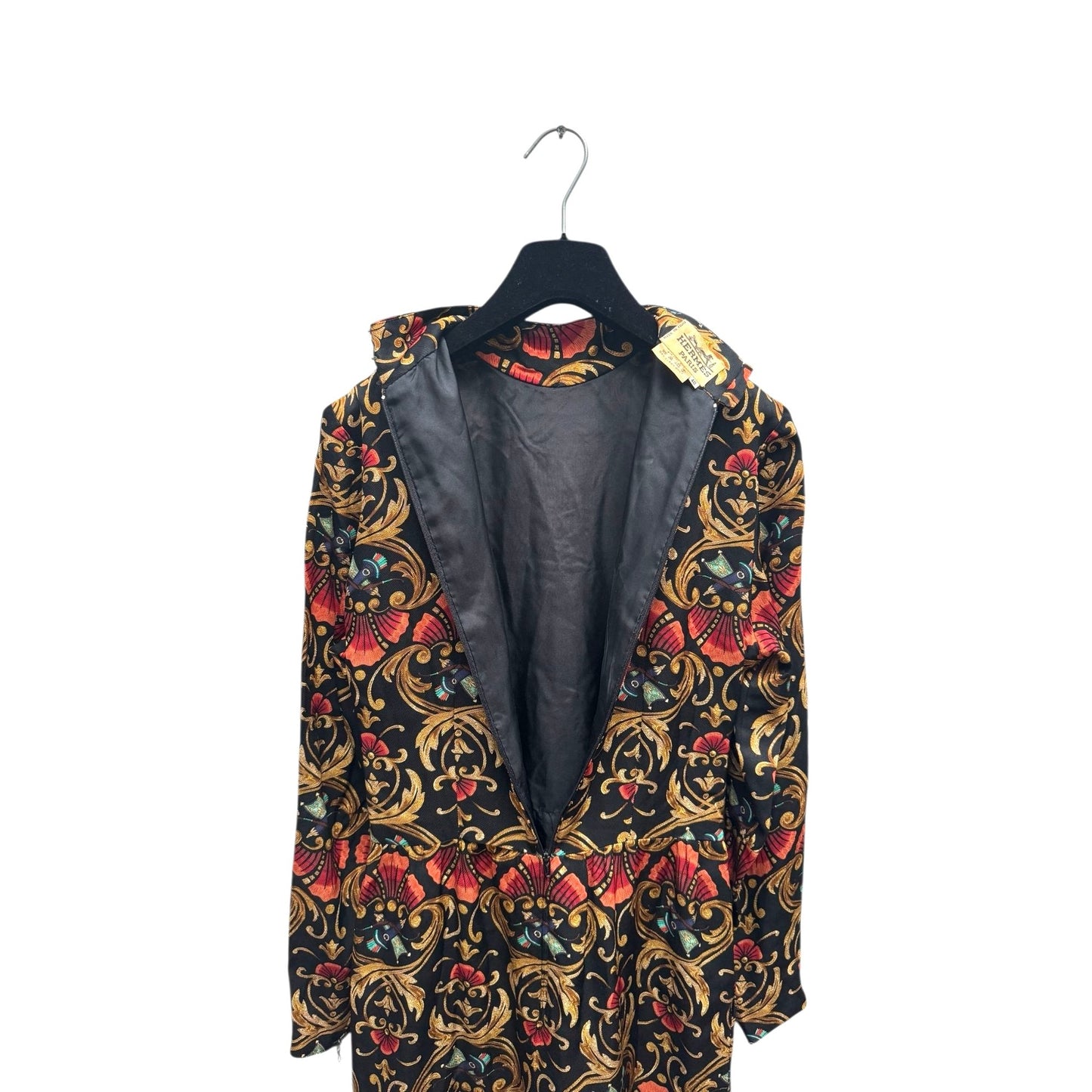 Vintage Baroque Print Silk Dress 