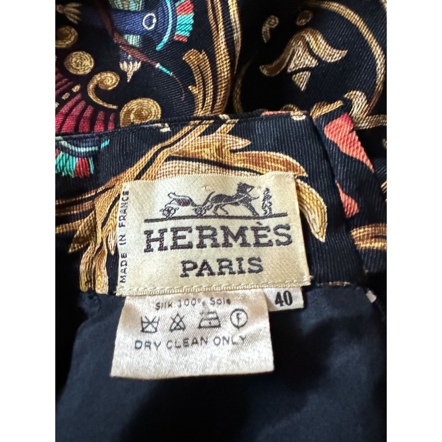 Vintage Baroque Print Silk Dress 
