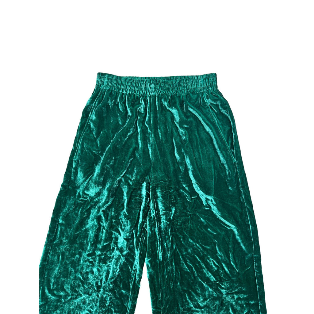 Emeraud Green Silk Blend Pants  Wide fit