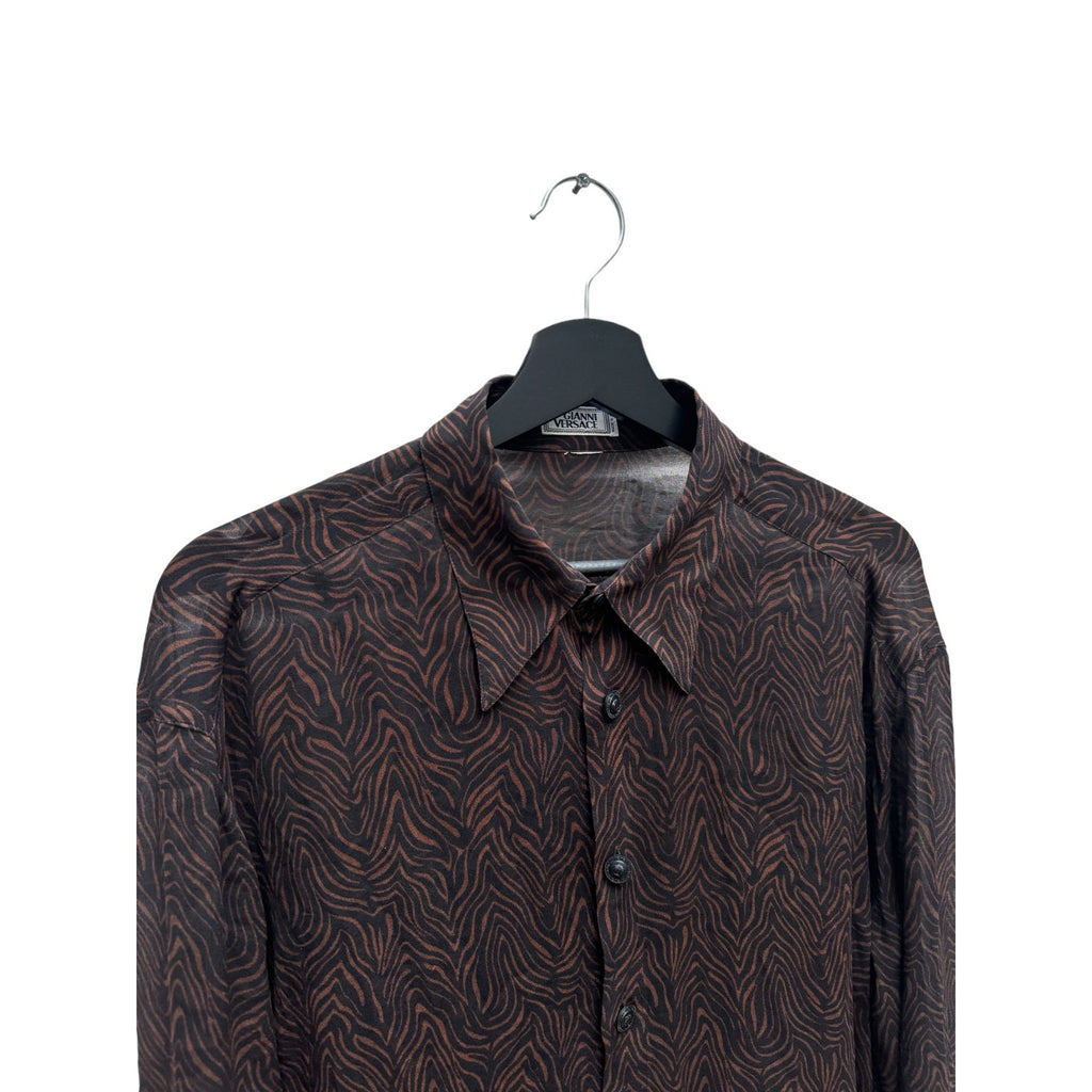 Brown Silk Printed Leopard Shirt