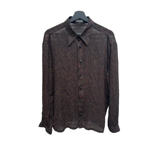 Brown Silk Printed Leopard Shirt