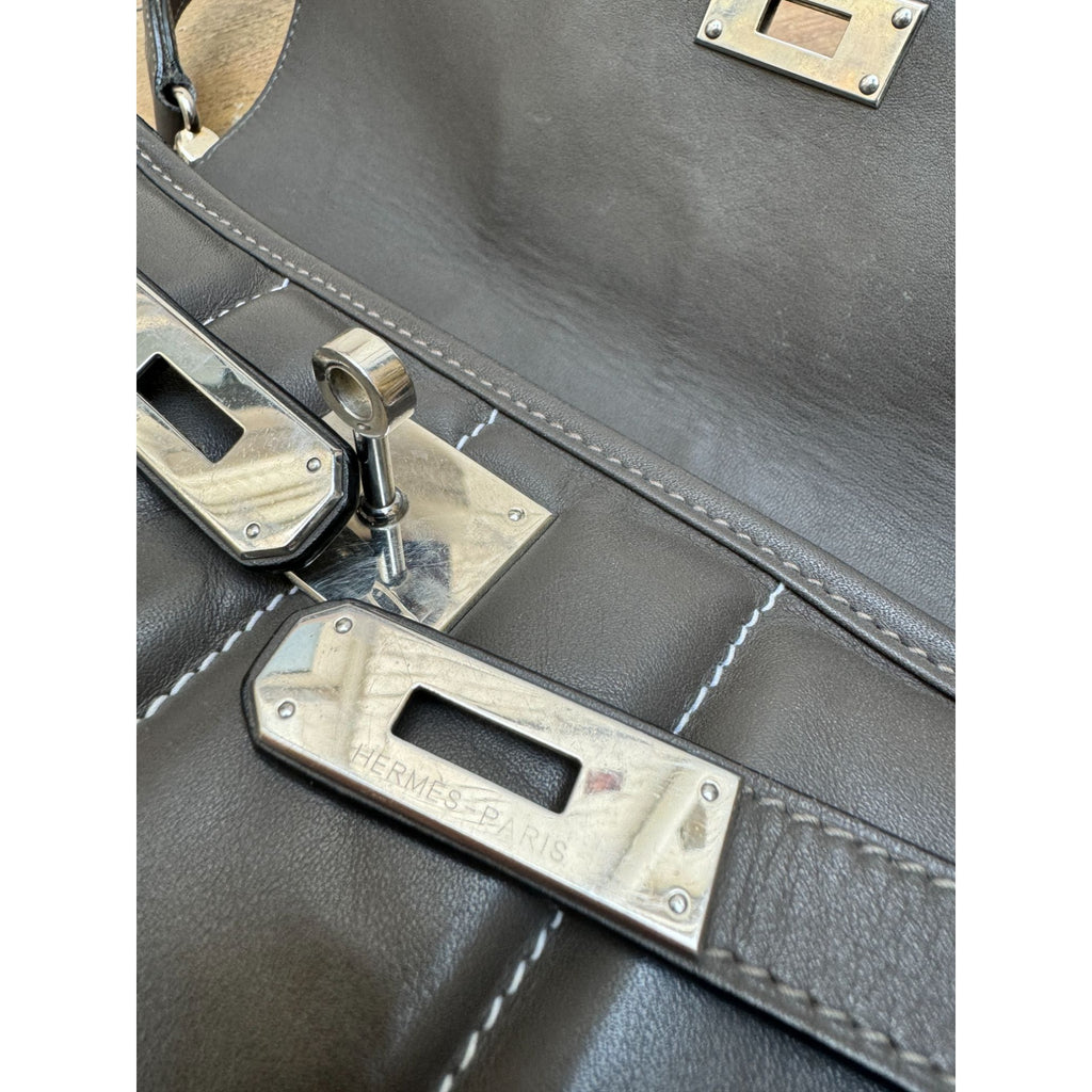 Berline Elephant Grey Leather Bag