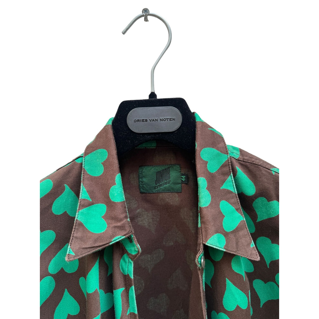 Vintage Green Hearts Cotton Shirt