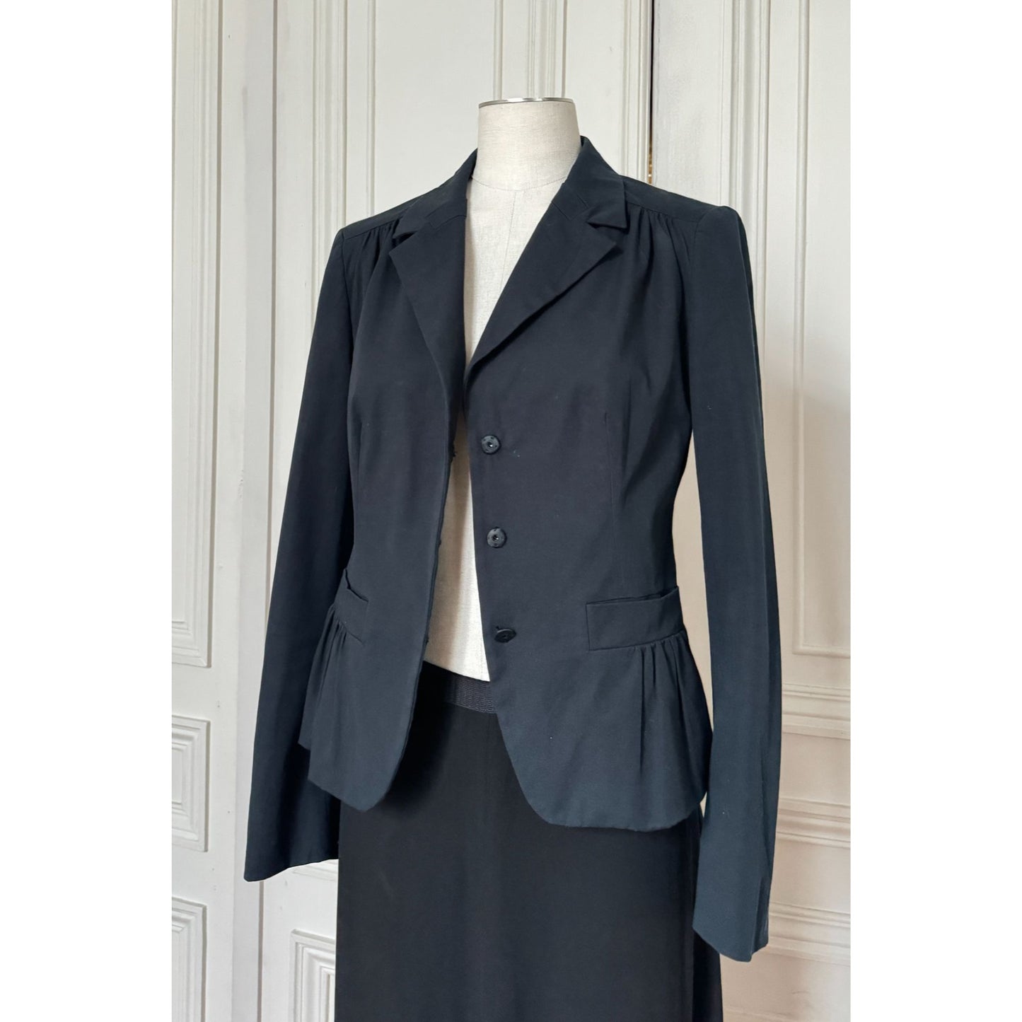 2005 Black Cotton Stretch Blazer Jacket