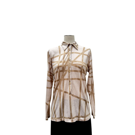 Martin Margiela Beige Ribbon Print Cotton Shirt