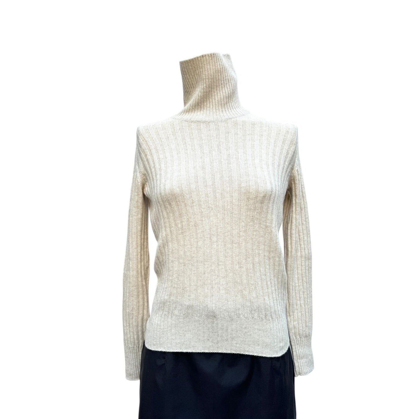 1980s Beige Merino Wool Rollneck Sweater