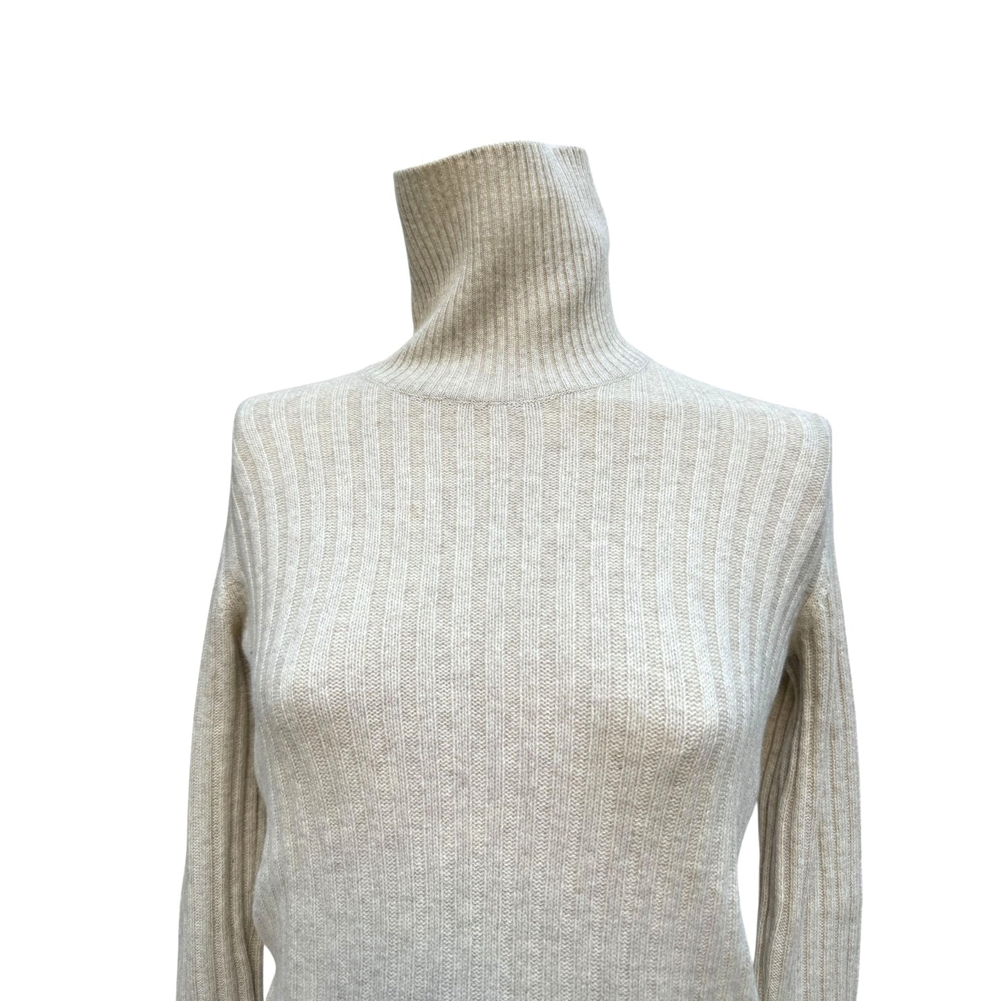 1980s Beige Merino Wool Rollneck Sweater