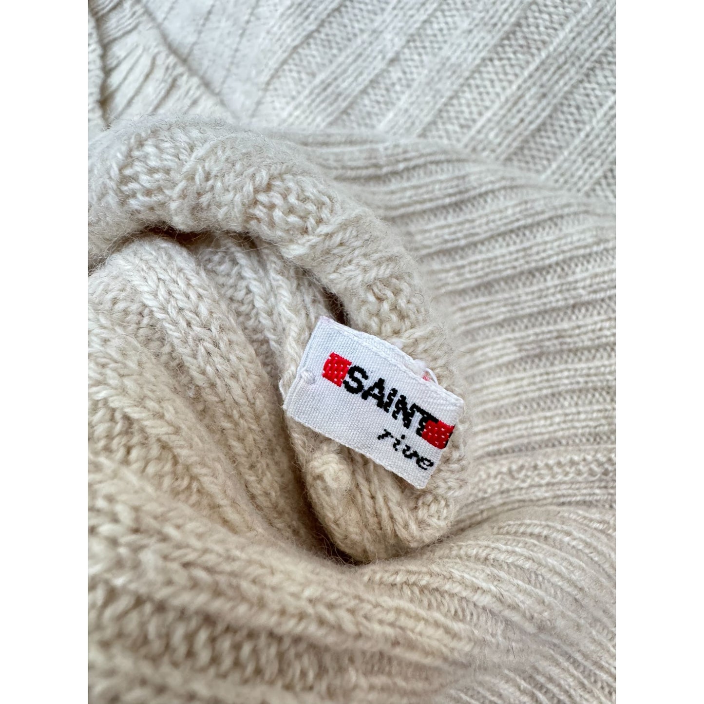 1980s Beige Merino Wool Rollneck Sweater