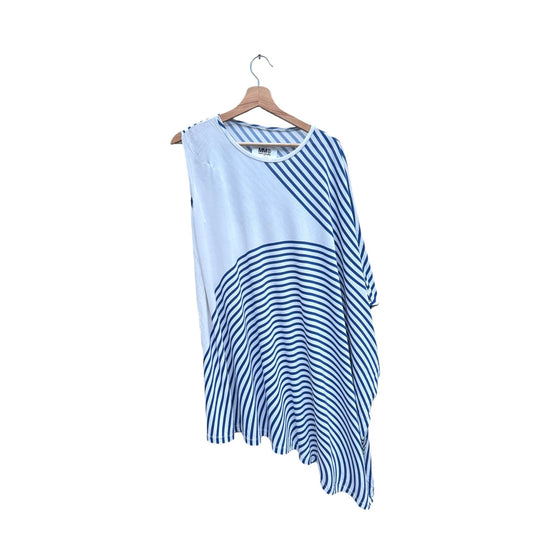 MM6 Navy White Striped Top