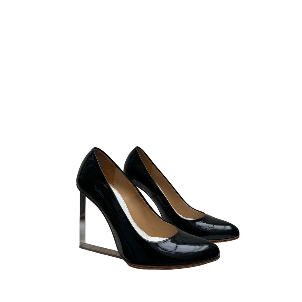 Black Patent Leather  Plexi Heels