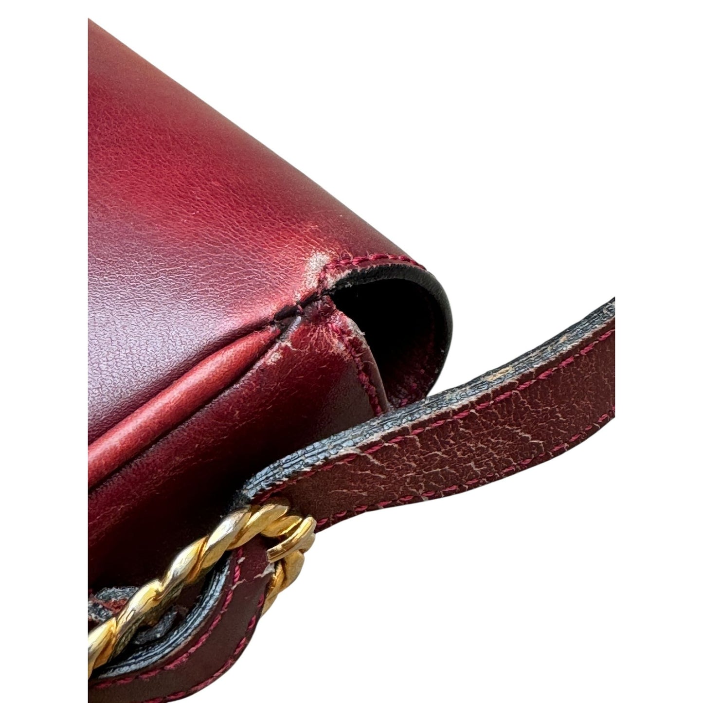1980s Crécy Burgundy Leather Shoulder Bag 