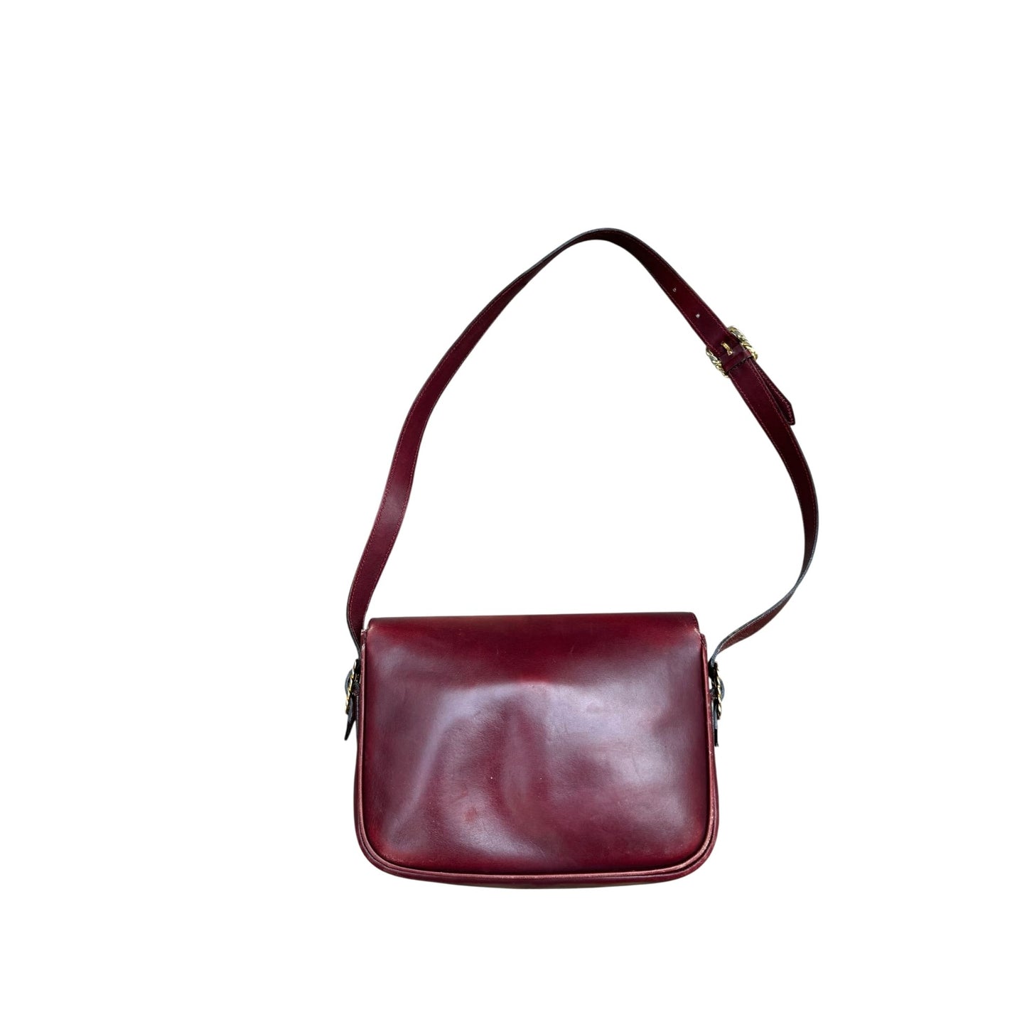 1980s Crécy Burgundy Leather Shoulder Bag 