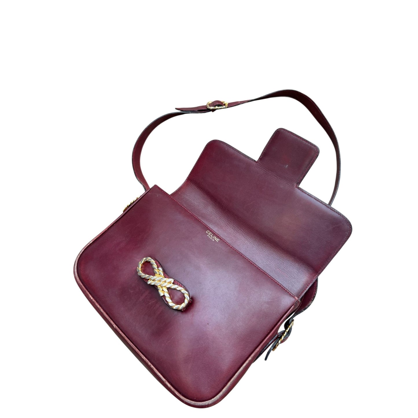 1980s Crécy Burgundy Leather Shoulder Bag 