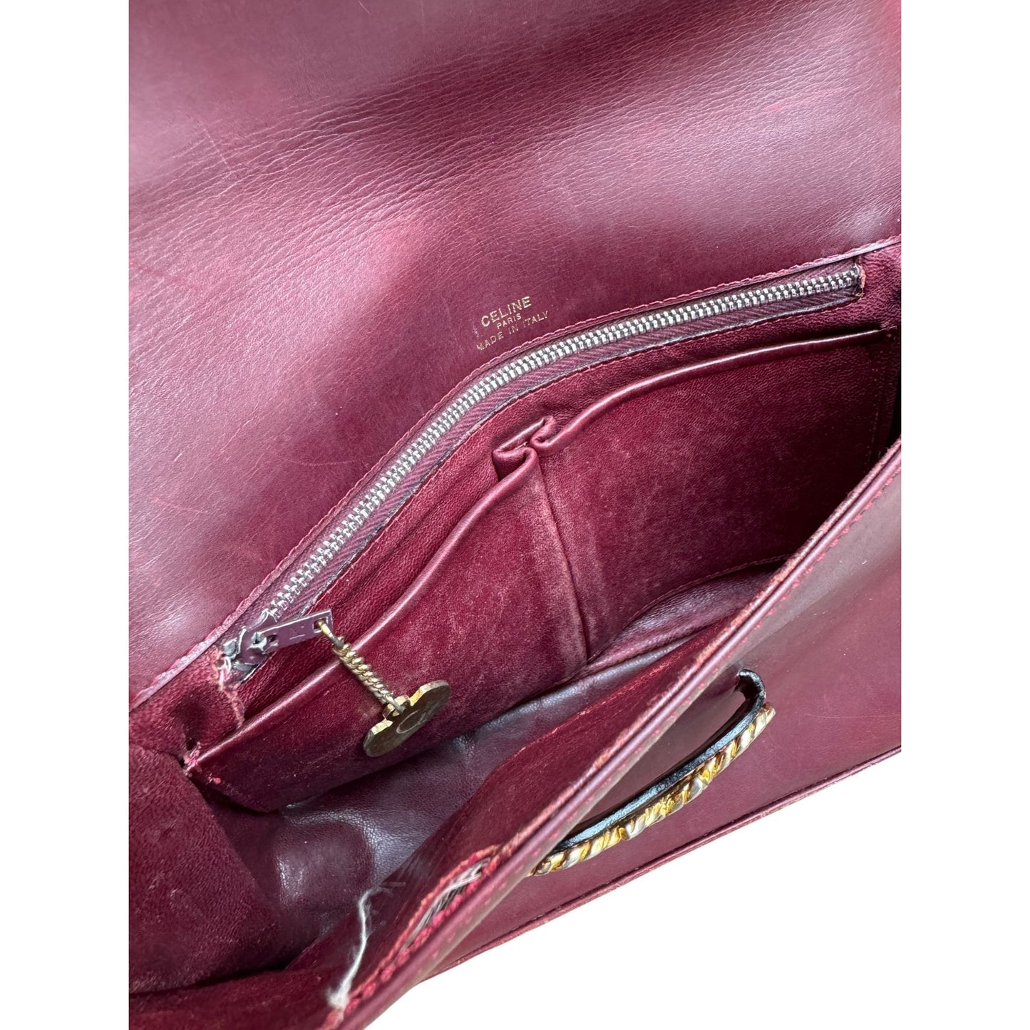 1980s Crécy Burgundy Leather Shoulder Bag 