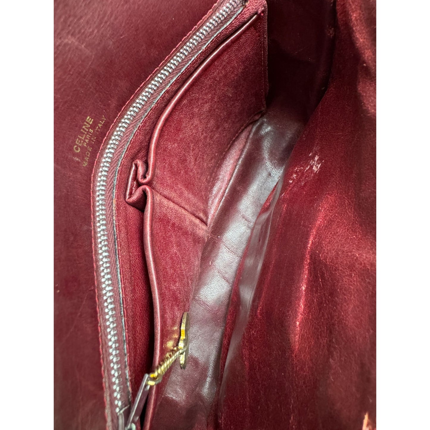 1980s Crécy Burgundy Leather Shoulder Bag 