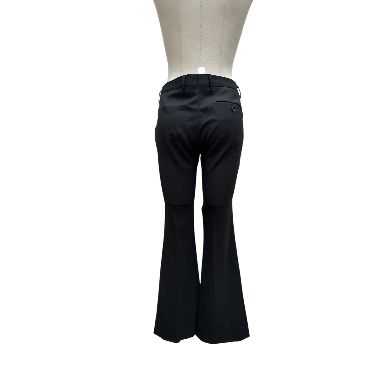 Grey Wool Low-Rise Flared Pants
