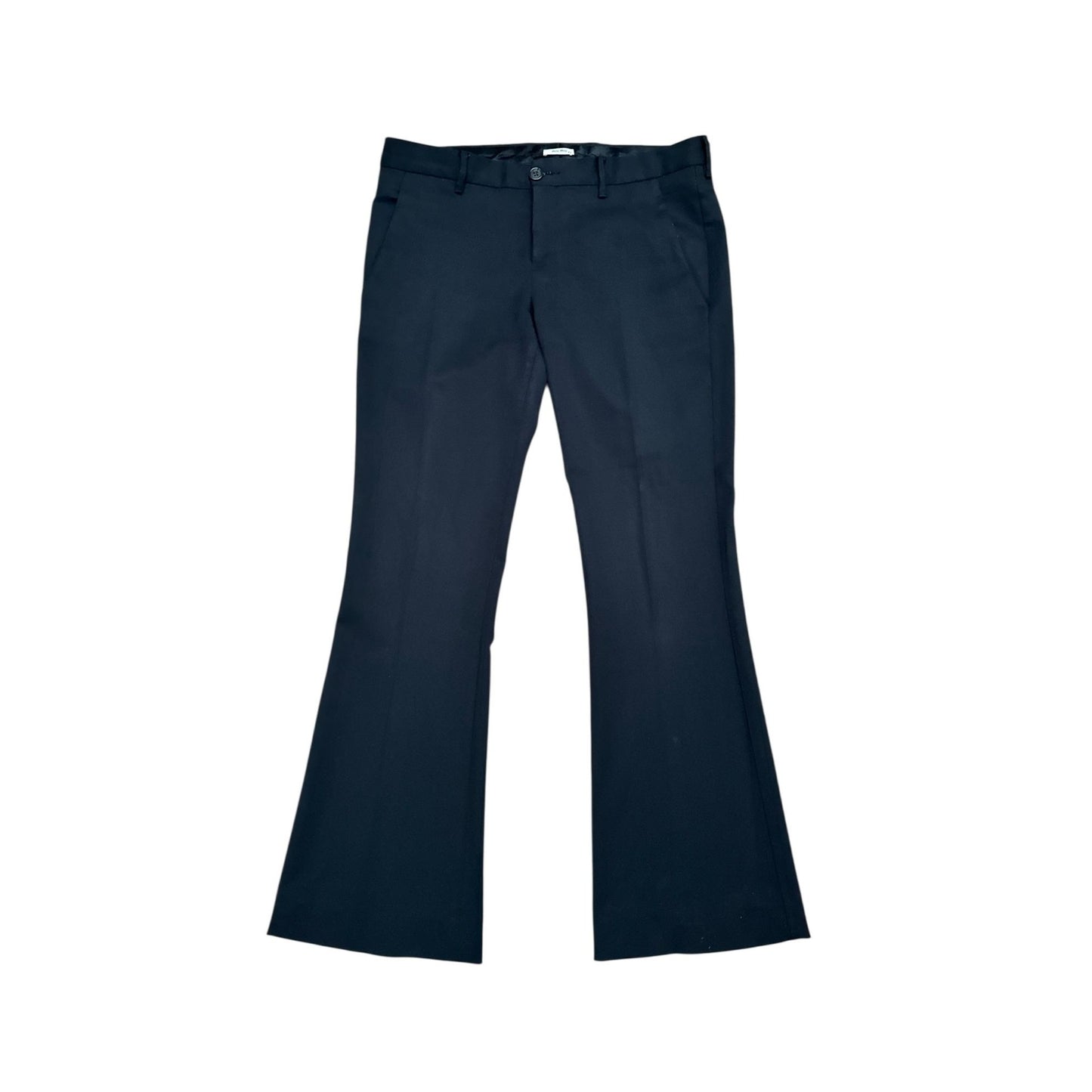 Grey Wool Low-Rise Flared Pants