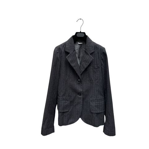 Dark Grey Striped Wool Blazer Jacket