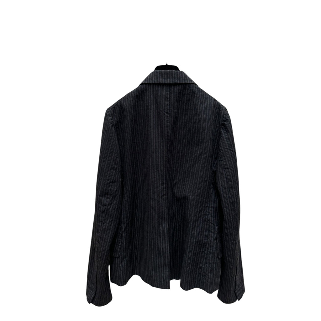 Dark Grey Striped Wool Blazer Jacket