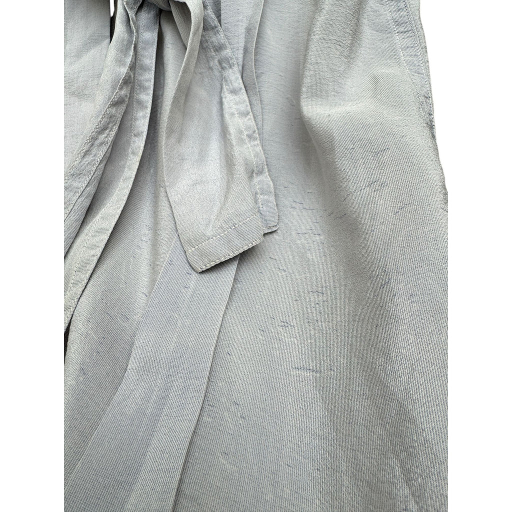 Lila Blue Silk Built-in scarf shirt