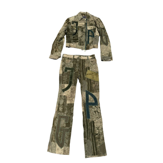 1990s Vintage Patchwork Corduroy Pants Suit 