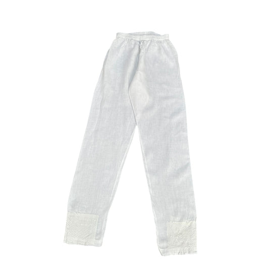 White Embroidered Cotton Pants