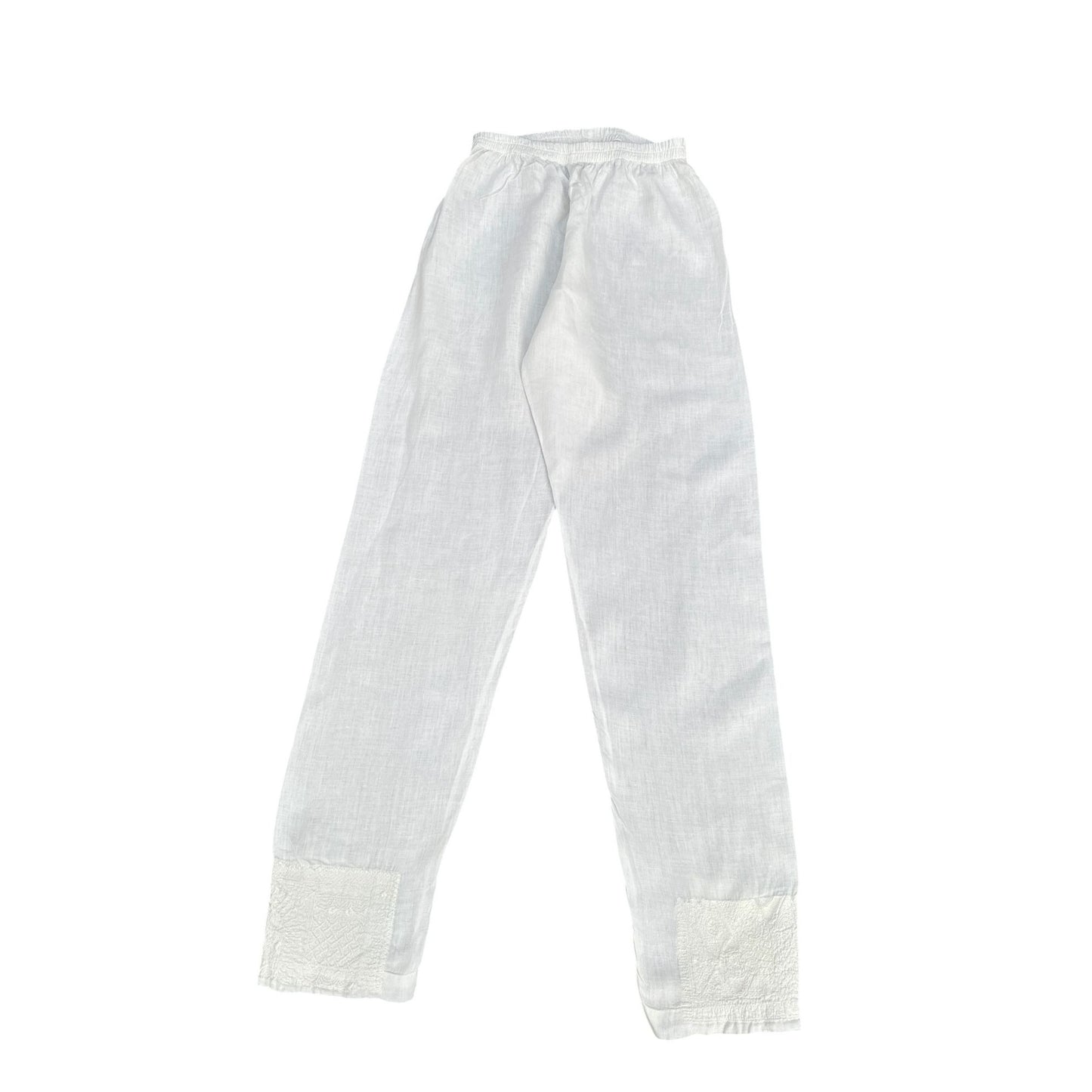 White Embroidered Cotton Pants